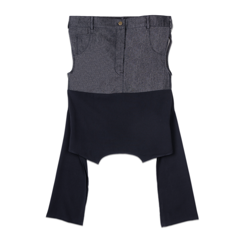DENIM DRAPE TOP - BLACK