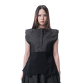 DENIM DRAPE TOP - BLACK