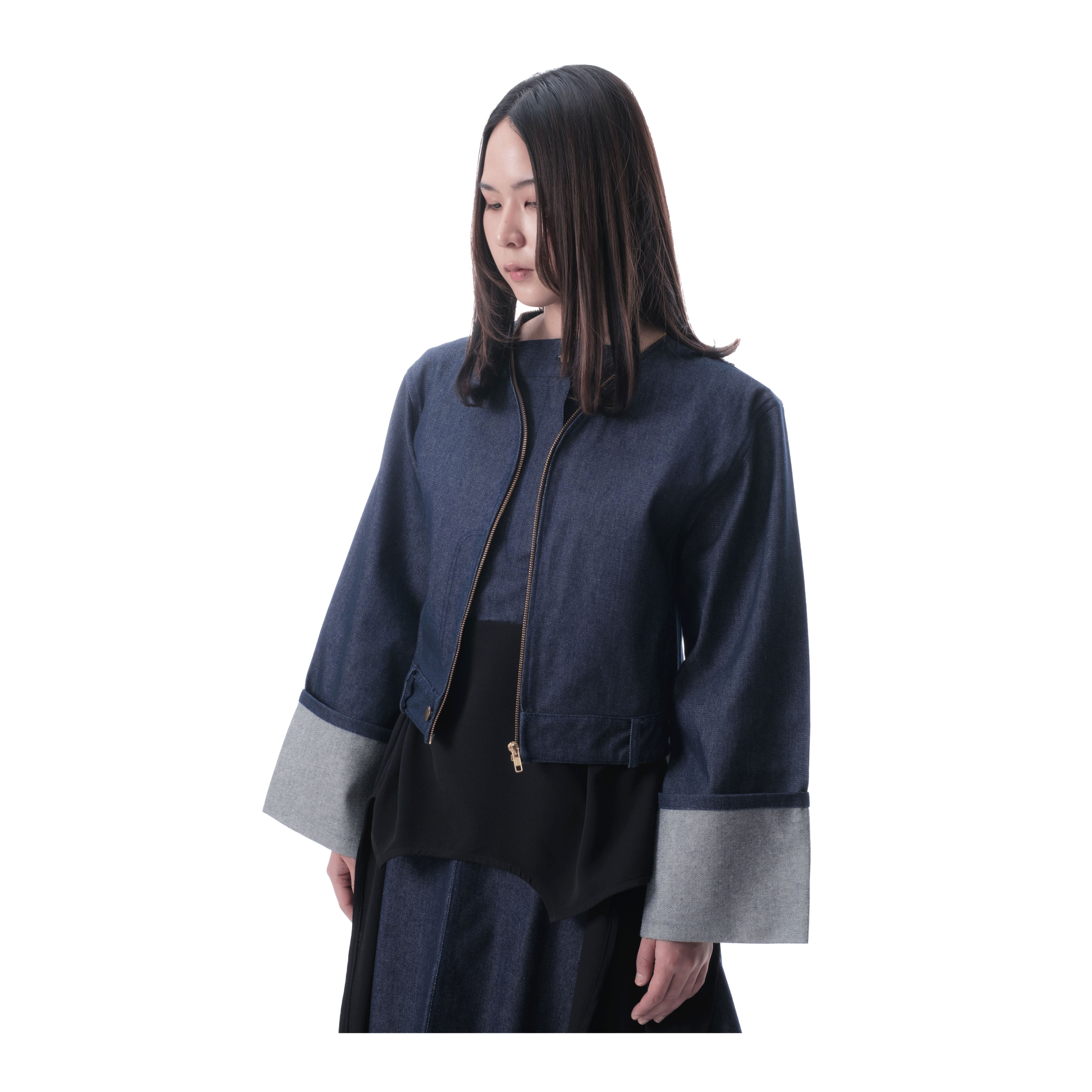 DENIM DRAPE TOP - BLUE