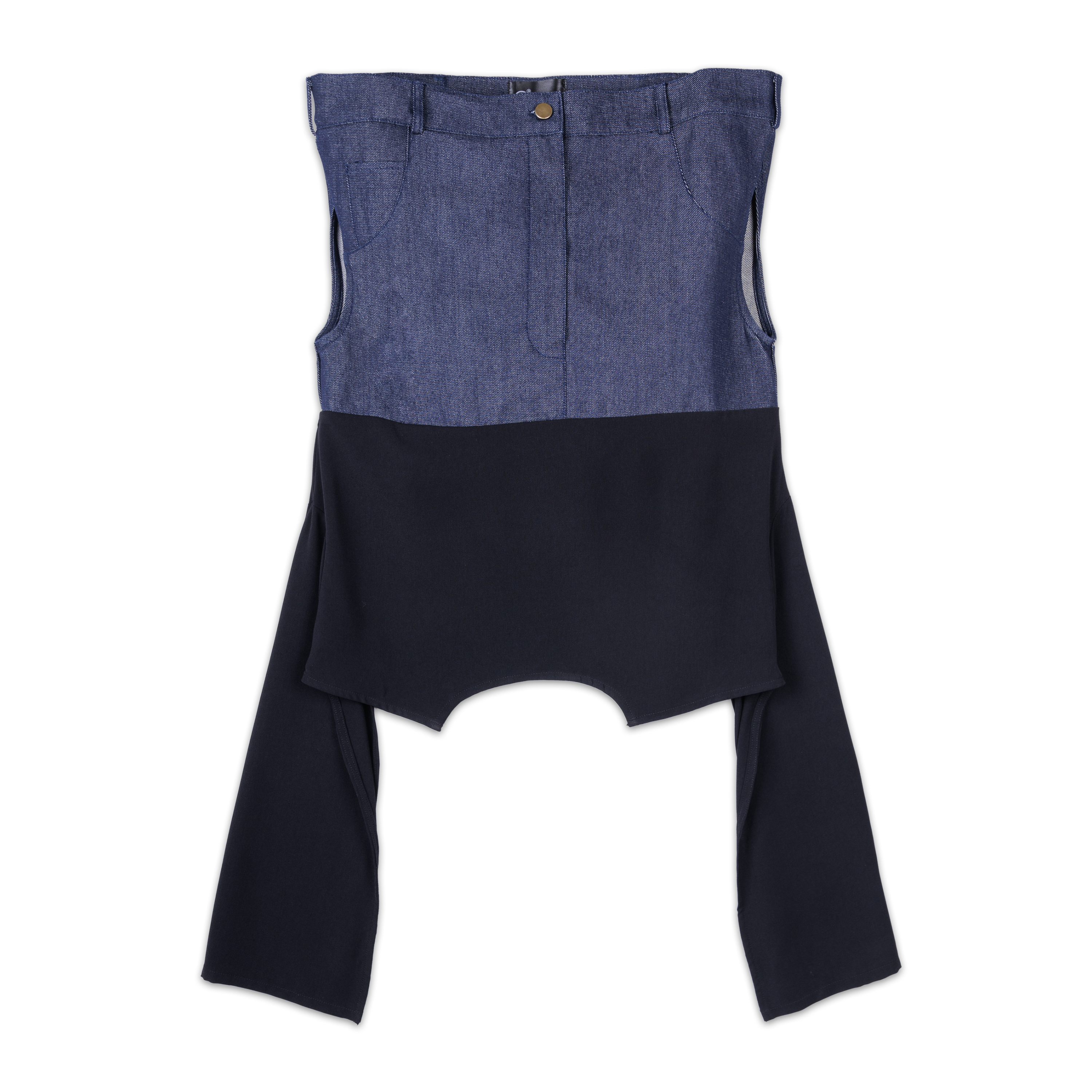 DENIM DRAPE TOP - BLUE