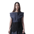 DENIM DRAPE TOP - BLUE