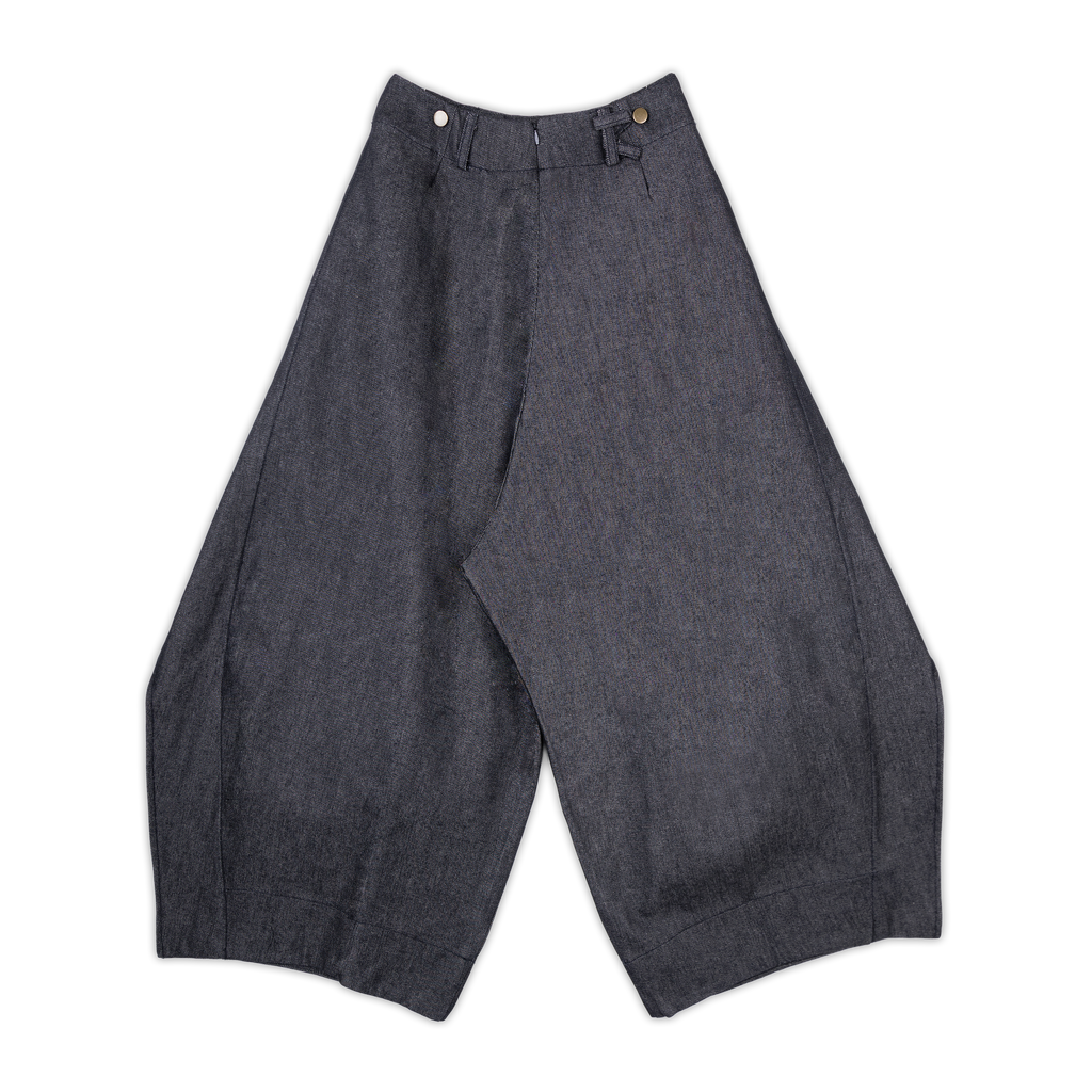 DENIM FOLD PANTS - BLACK
