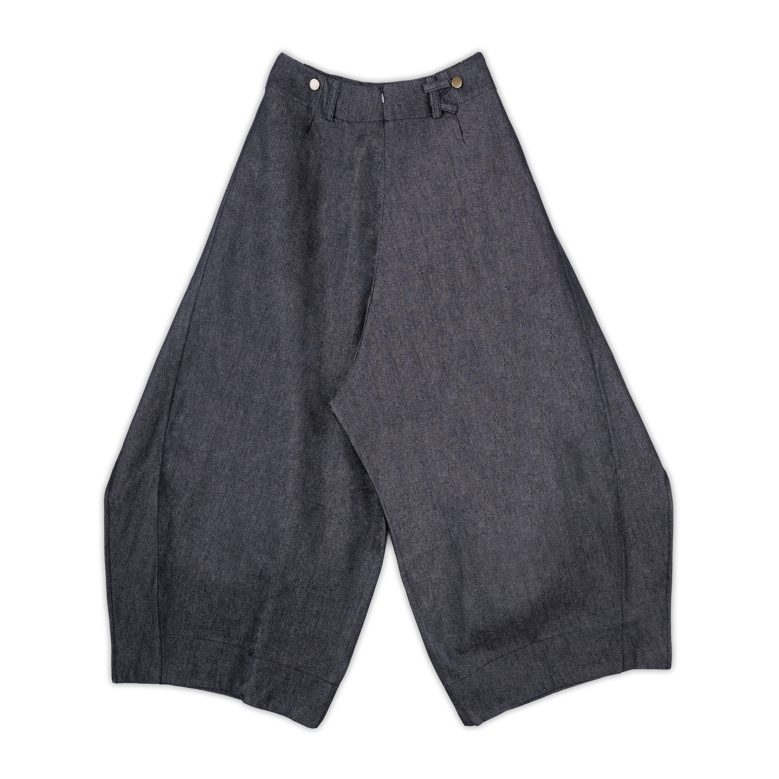 DENIM FOLD PANTS - BLACK
