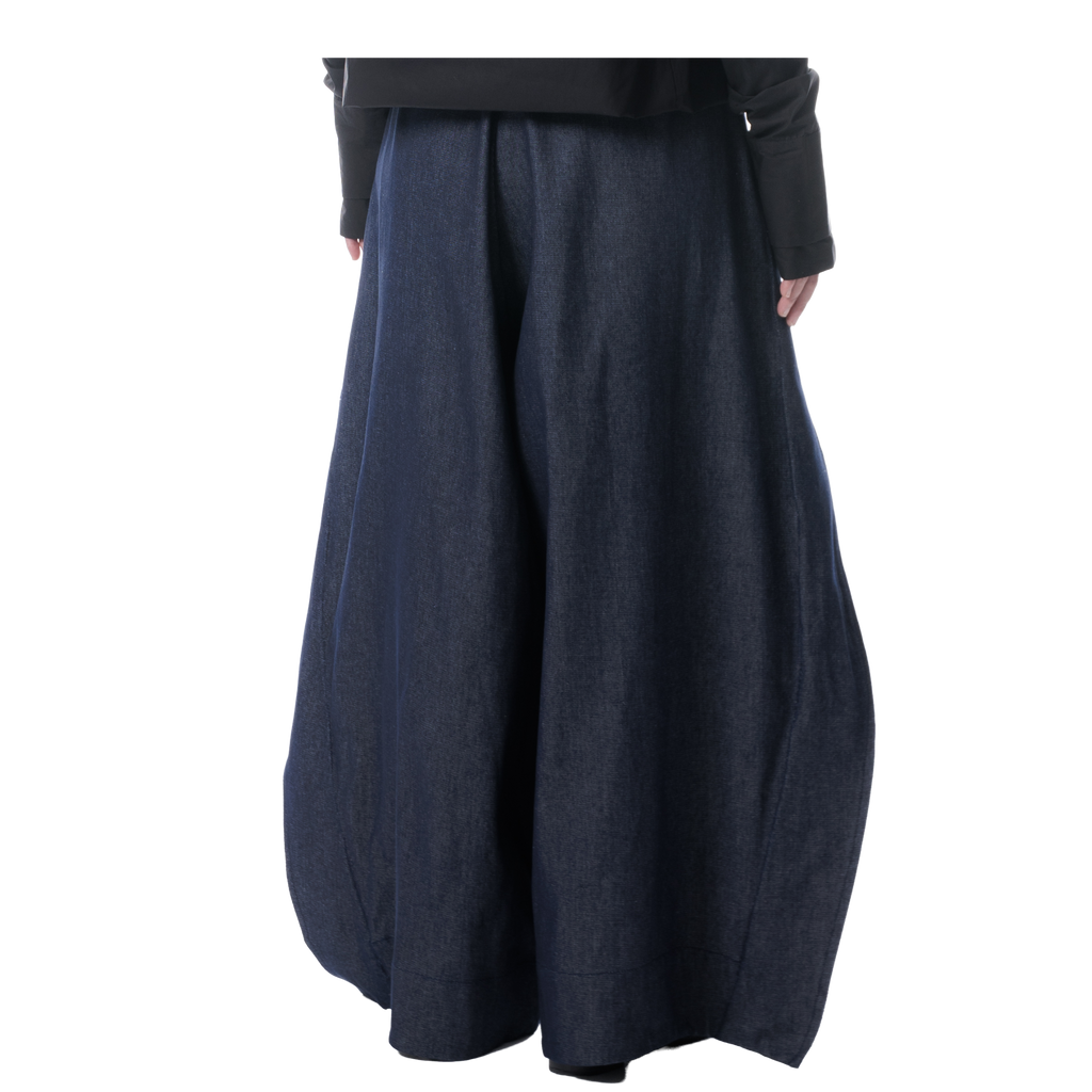 DENIM FOLD PANTS - BLUE