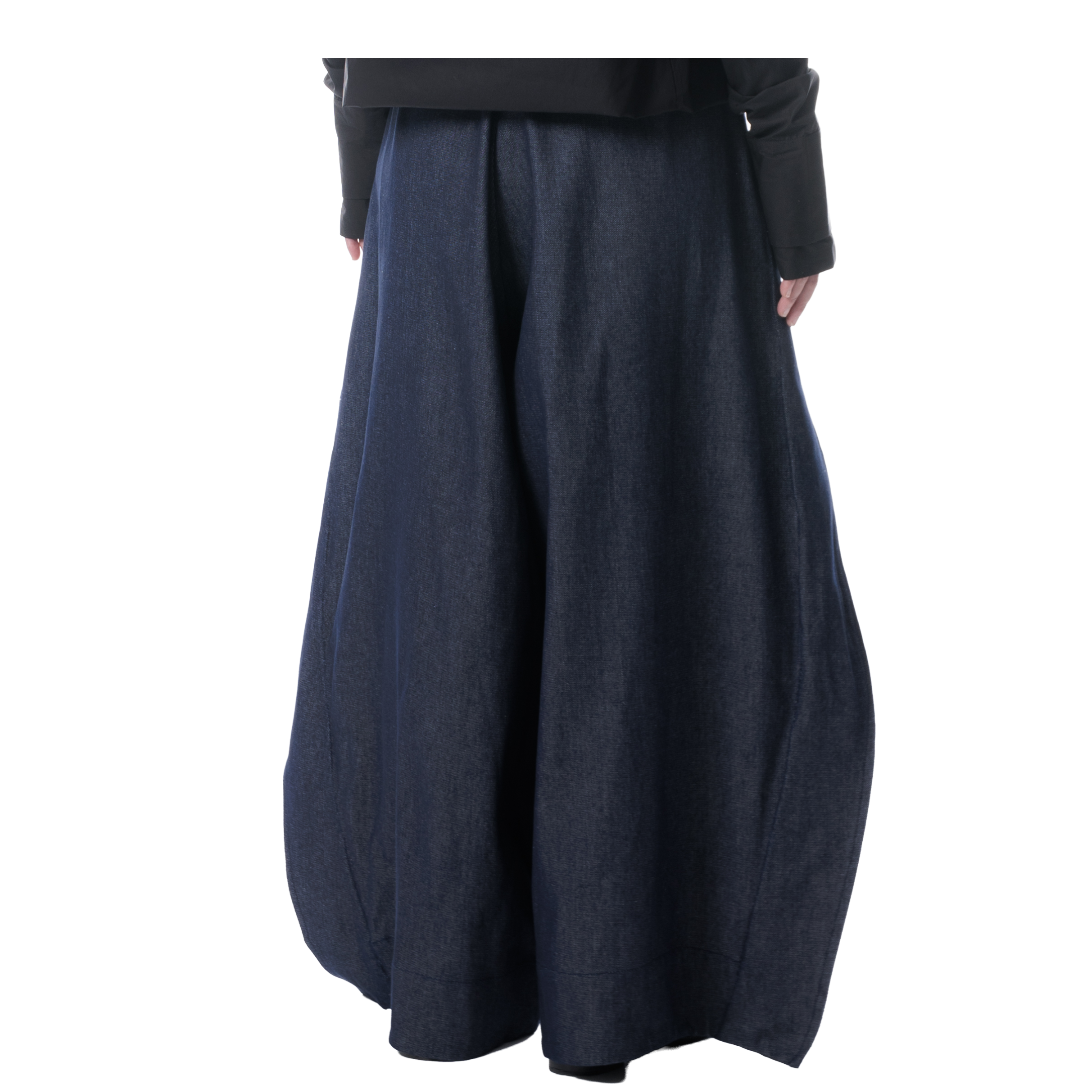 DENIM FOLD PANTS - BLUE