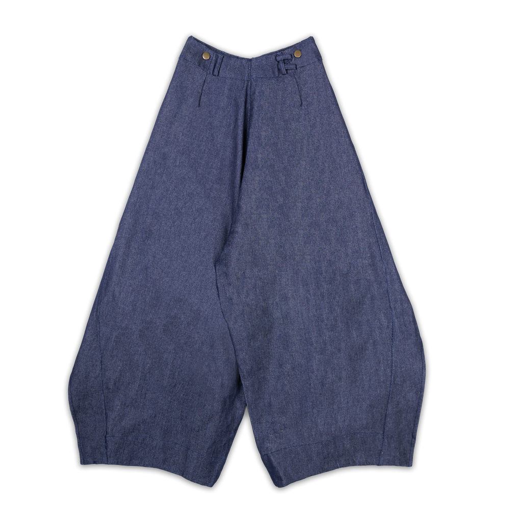DENIM FOLD PANTS - BLUE