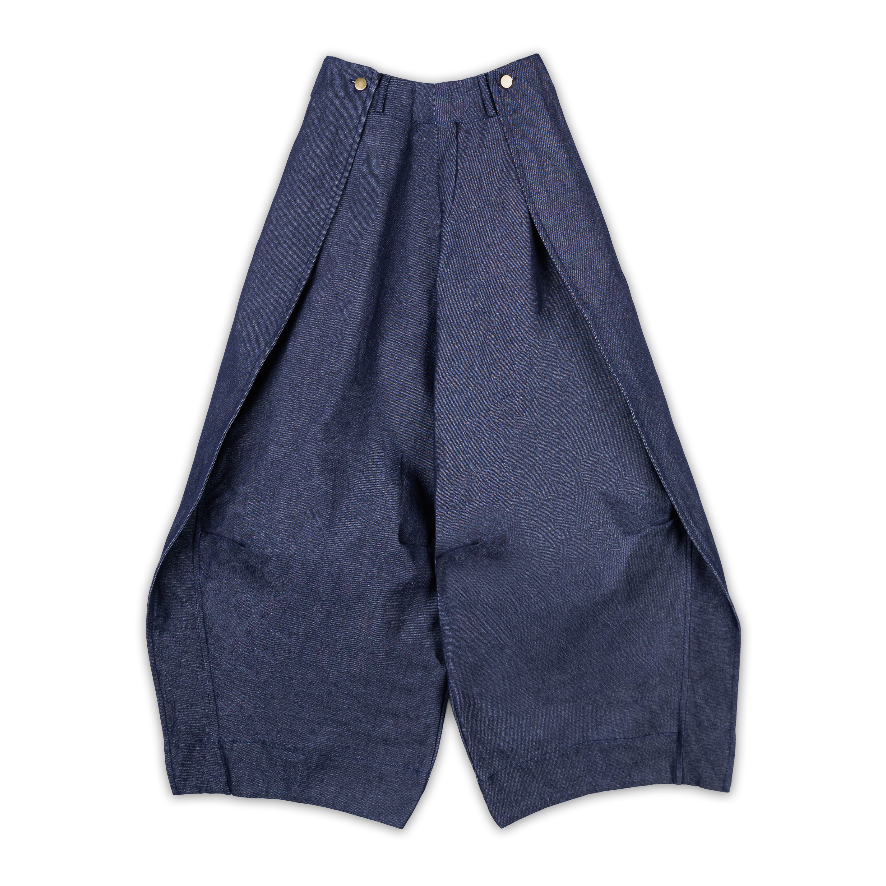 DENIM FOLD PANTS - BLUE