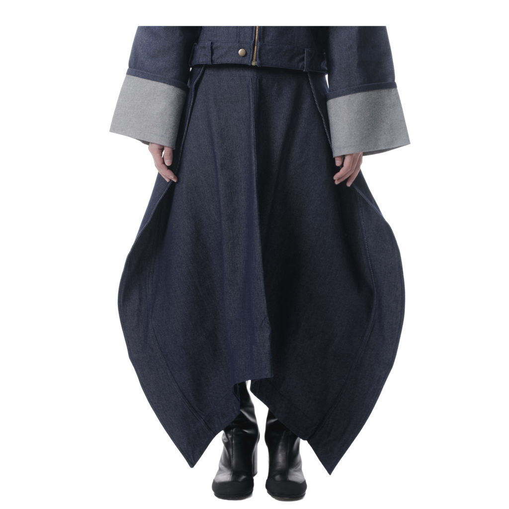 FOLD SKIRT - DENIM